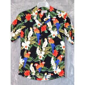 Pacific Legends Hawaiian Aloha Tropical Shirt Men's Medium Cockatoo Parrot